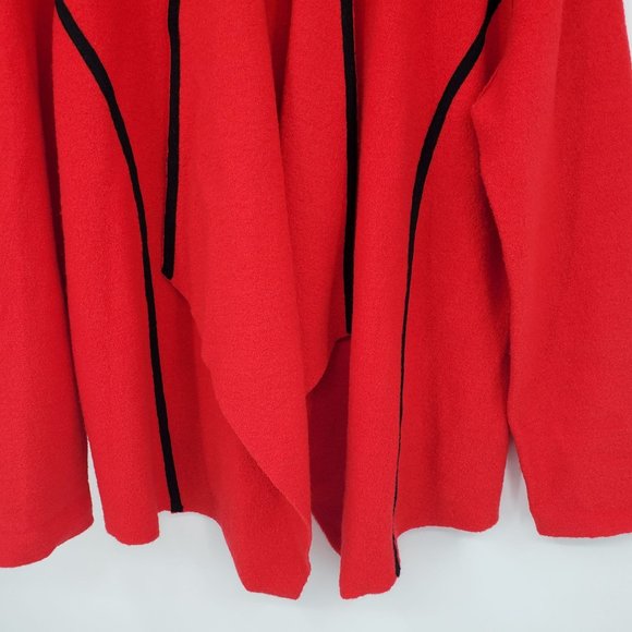 Chico's Trimmed Traci Red and Black Wool Cardigan Sweater Size Large - Picture 9 of 11